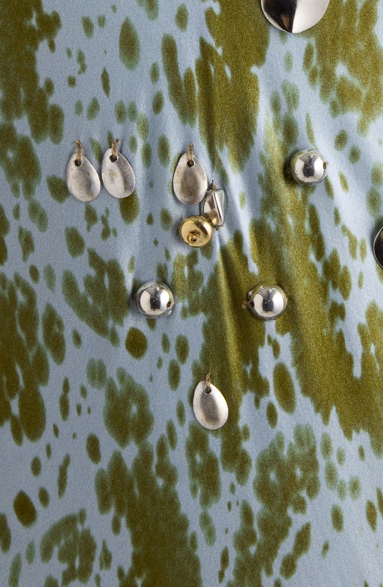 Dries Van Noten Deryl Orchid Petal Print Embellished Silk Column Gown, Alternate, color, Khaki