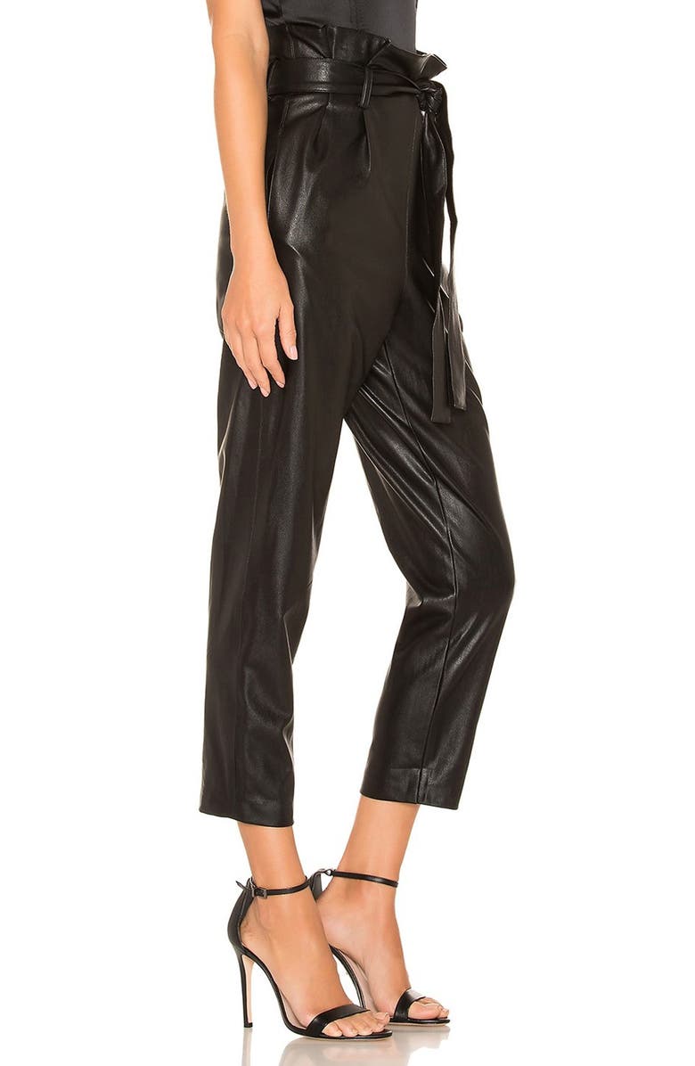 MAX STUDIO Vegan Leather Paperbag Waist Pants, Alternate, color, 