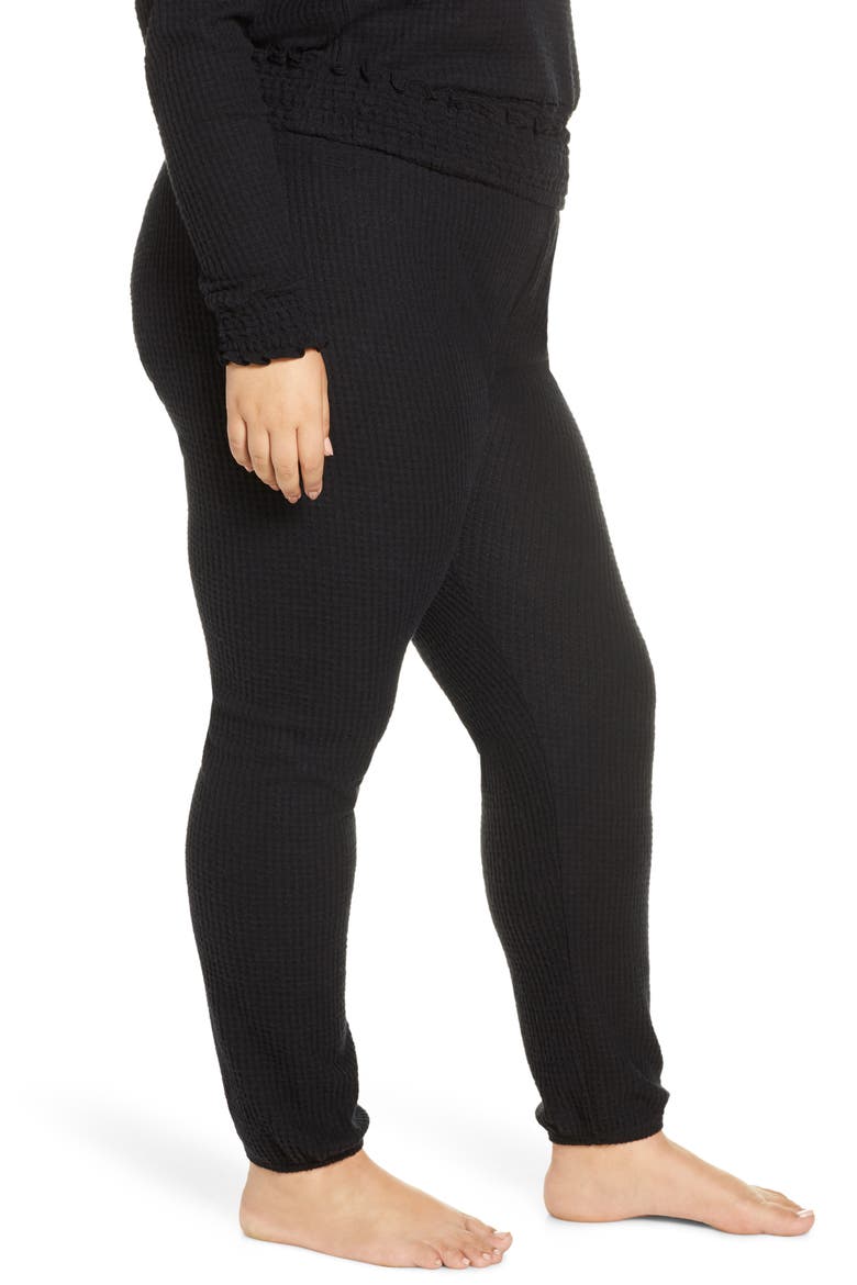 Smocked Thermal Jogger Pants, Alternate, color, BLACK
