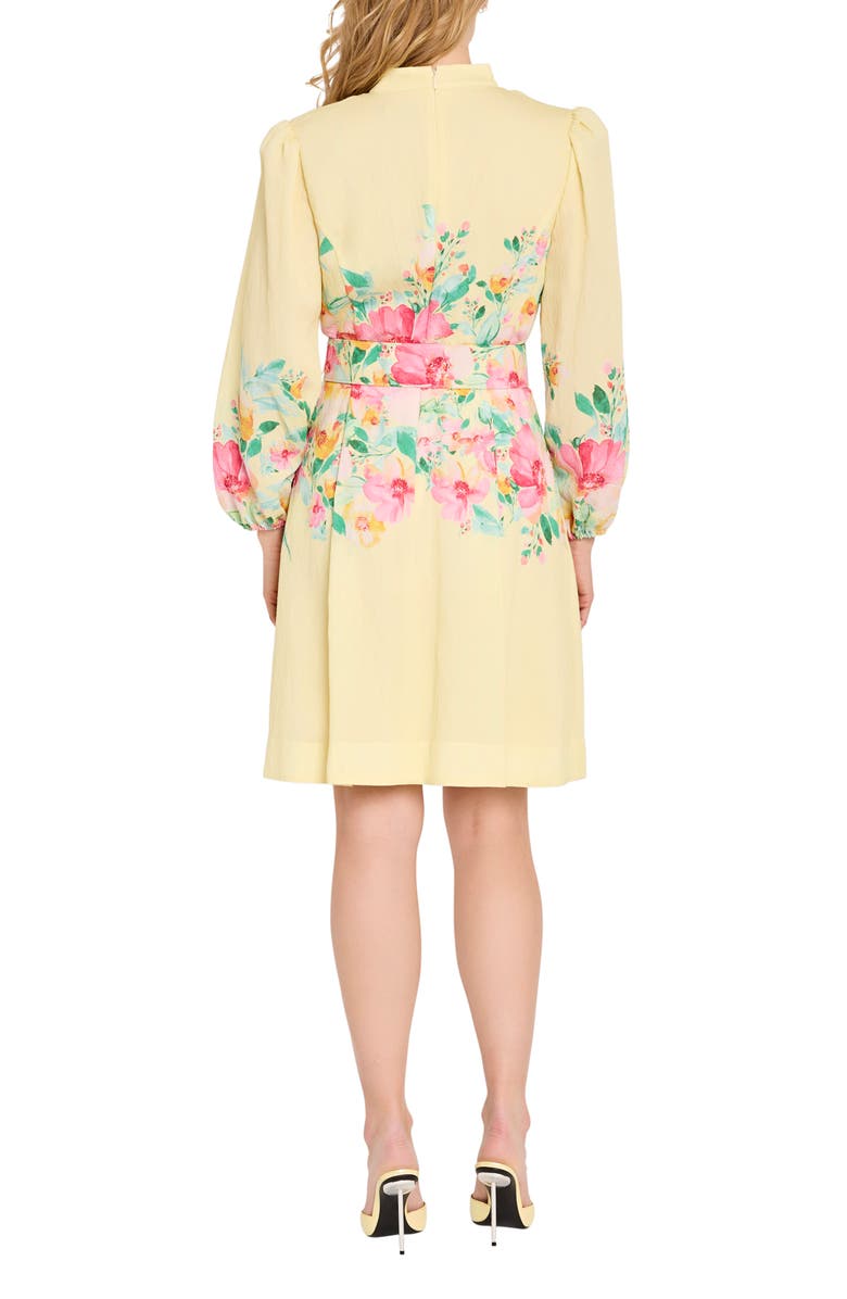 Tahari ASL Floral Print Button Front Long Sleeve Dress, Alternate, color, 