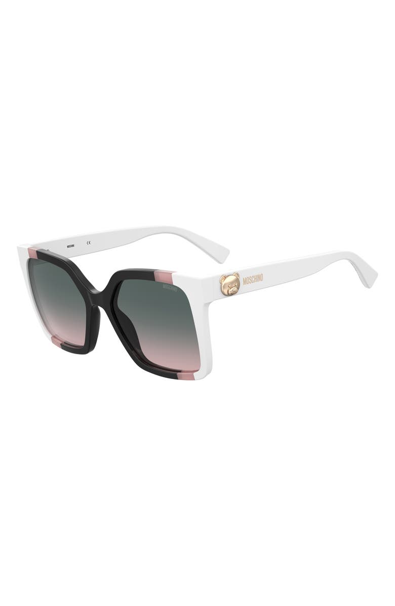 Moschino 55mm Gradient Square Sunglasses, Alternate, color, Black/Pink/White
