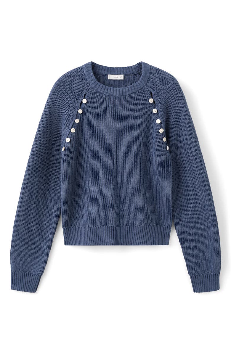 MANGO TEEN Button Detail Crop Sweater, Alternate, color, Blue