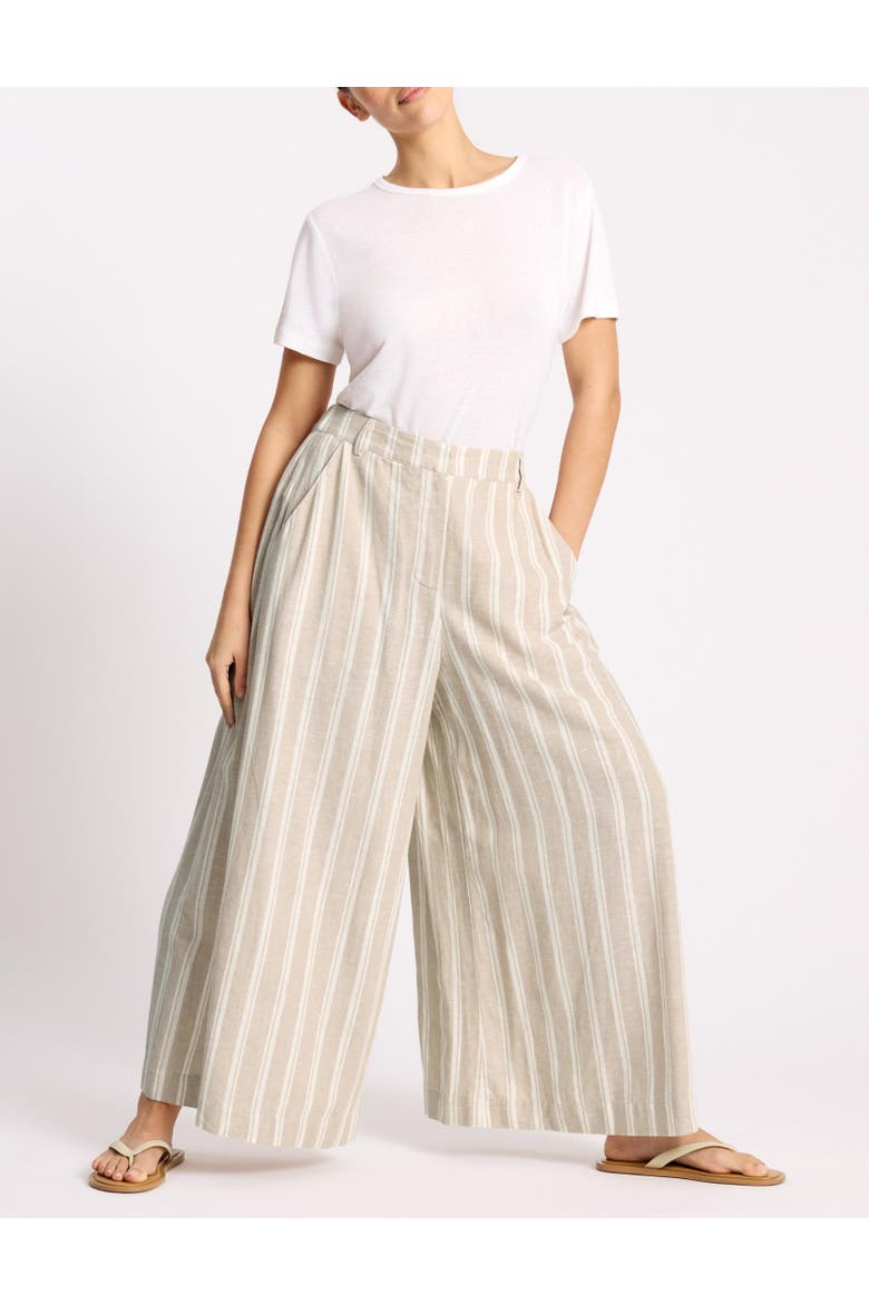 Linen Stripe Culotte, Main, color, Cream