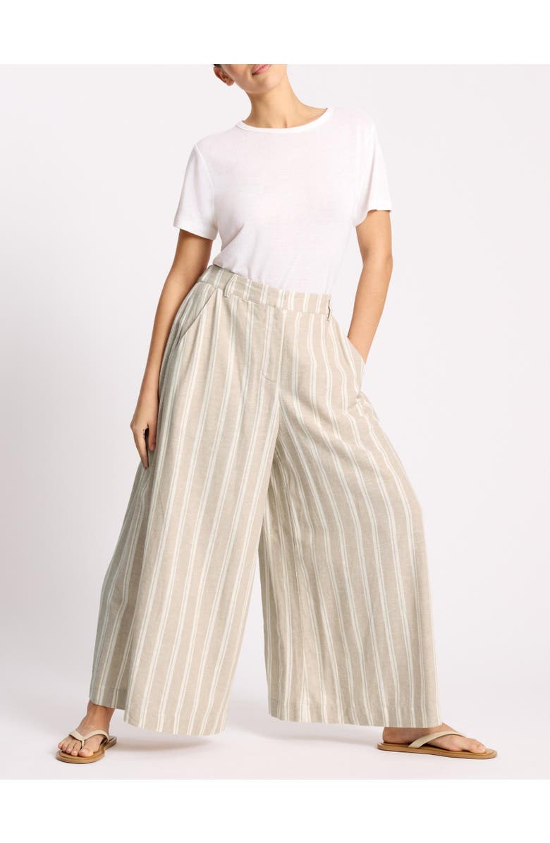 Albaray Linen Stripe Culotte, Main, color, Cream