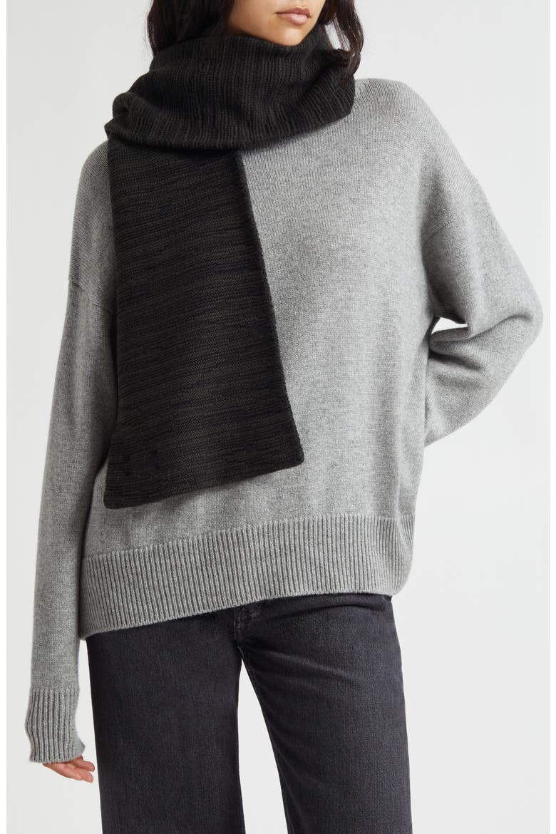 Textured Broken Stripe Cashmere Scarf, Alternate, color, IRON/ BLACK Q25344