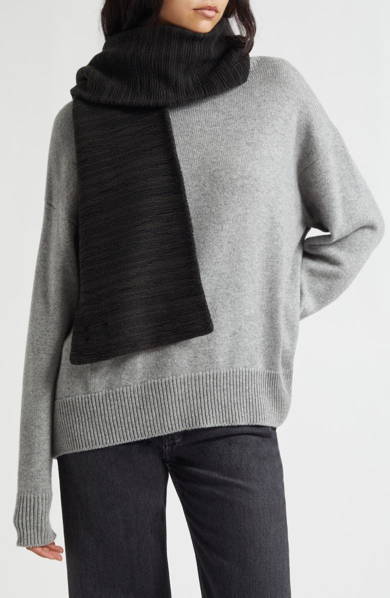 Johnstons of Elgin Textured Broken Stripe Cashmere Scarf, Alternate, color, Iron/ Black Q25344