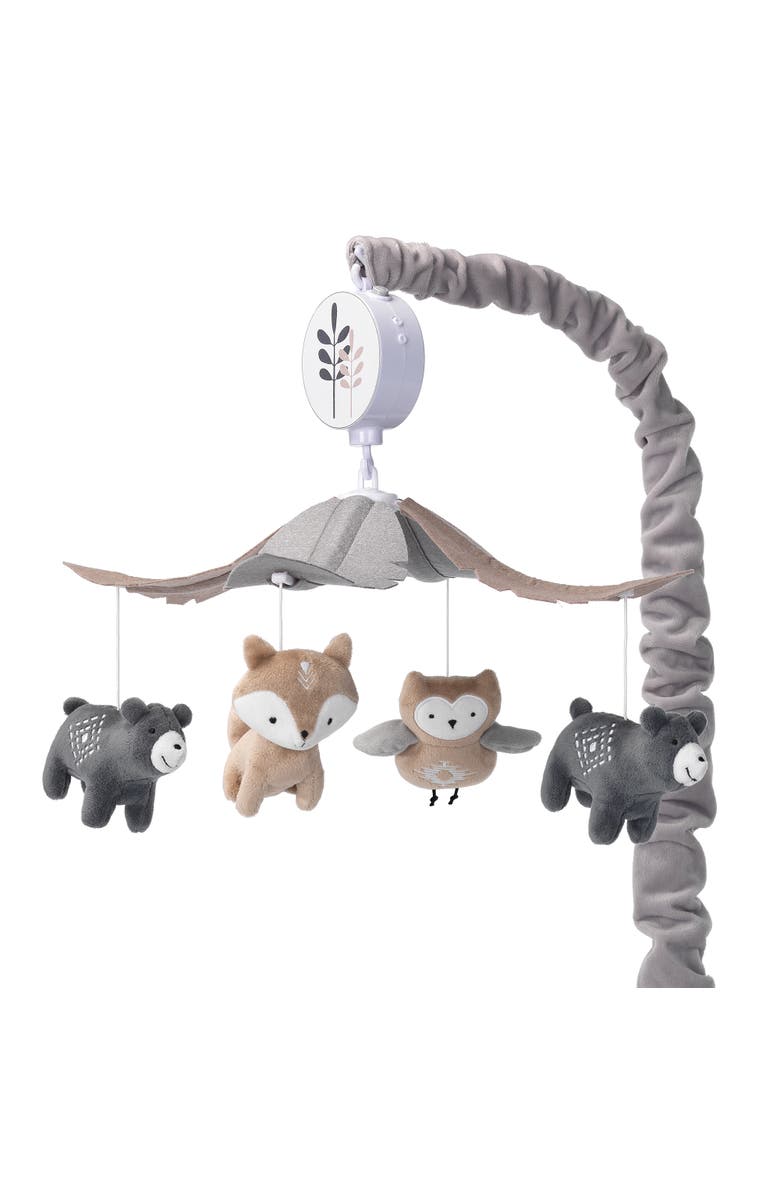 Lambs & Ivy Woodland Forest Musical Baby Crib Mobile Soother Toy, Main, color, Grey