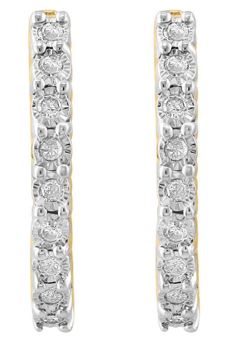 14K Yellow Gold Plated Sterling Silver Diamond Hoop Earrings - 0.51ct., Alternate, color, YELLOW