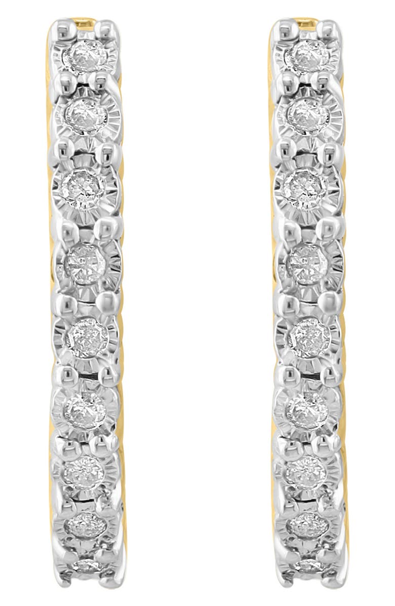 EFFY 14K Yellow Gold Plated Sterling Silver Diamond Hoop Earrings - 0.51ct., Alternate, color, Yellow