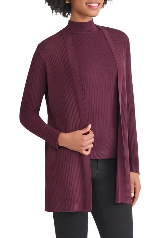 Jones New York Sutton Rib Cardigan In Burgundy