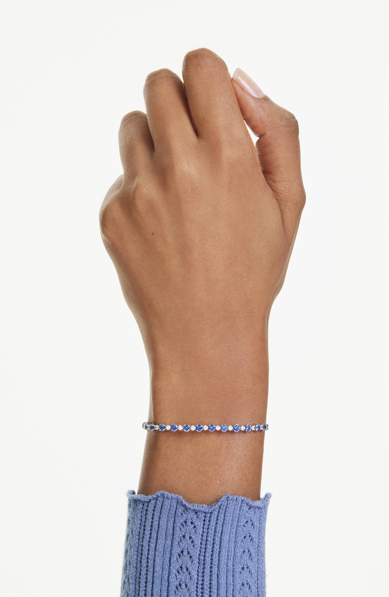 Swarovski Matrix Slider Tennis Bracelet, Alternate, color, Blue/ Silver