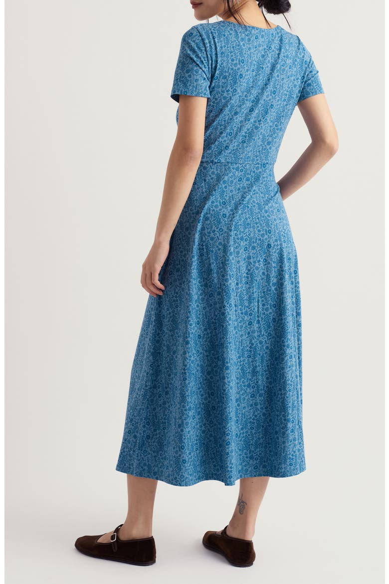 Veronica Floral Stretch Organic Cotton Midi Dress, Alternate, color, WILD BORDERS CADET