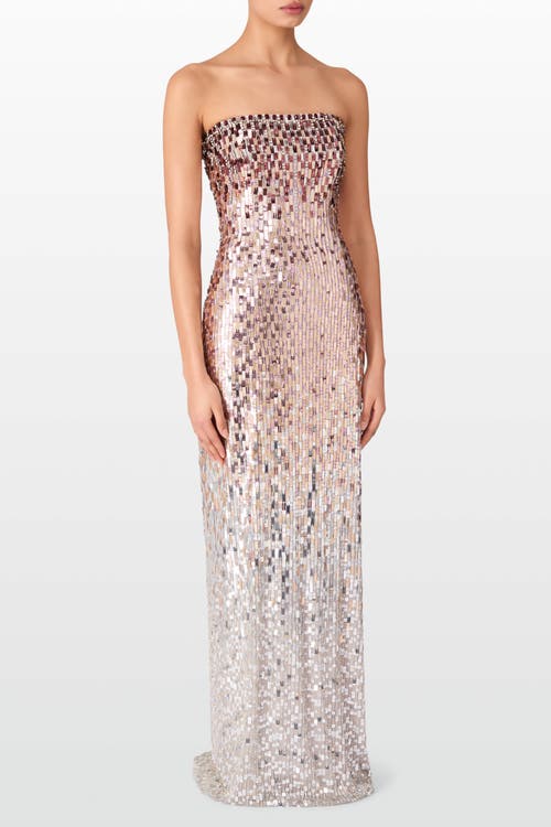 Jenny Packham Lucille Sequined Strapless Gown In Pink