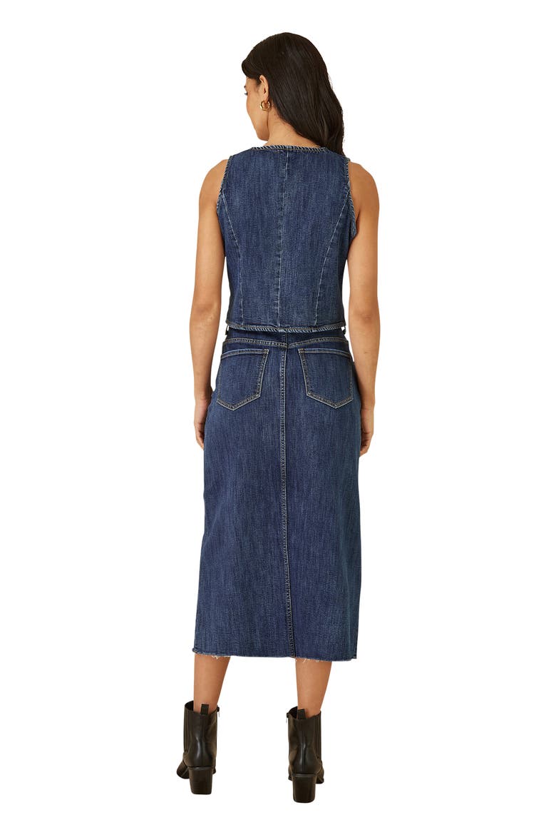 Button Up Denim Stretch Waistcoat, Alternate, color, Blue