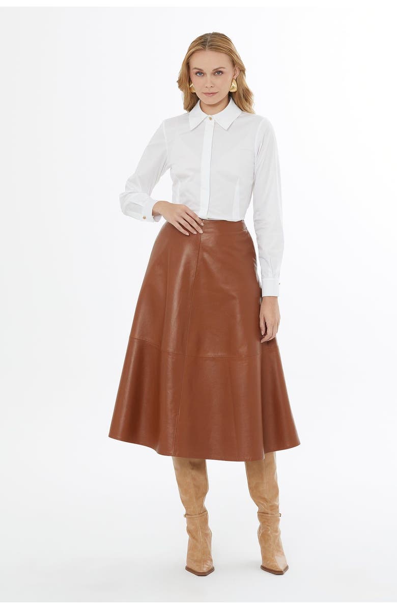 Gizia Flared Skirt with Back Zipper Closure, Main, color, Brown