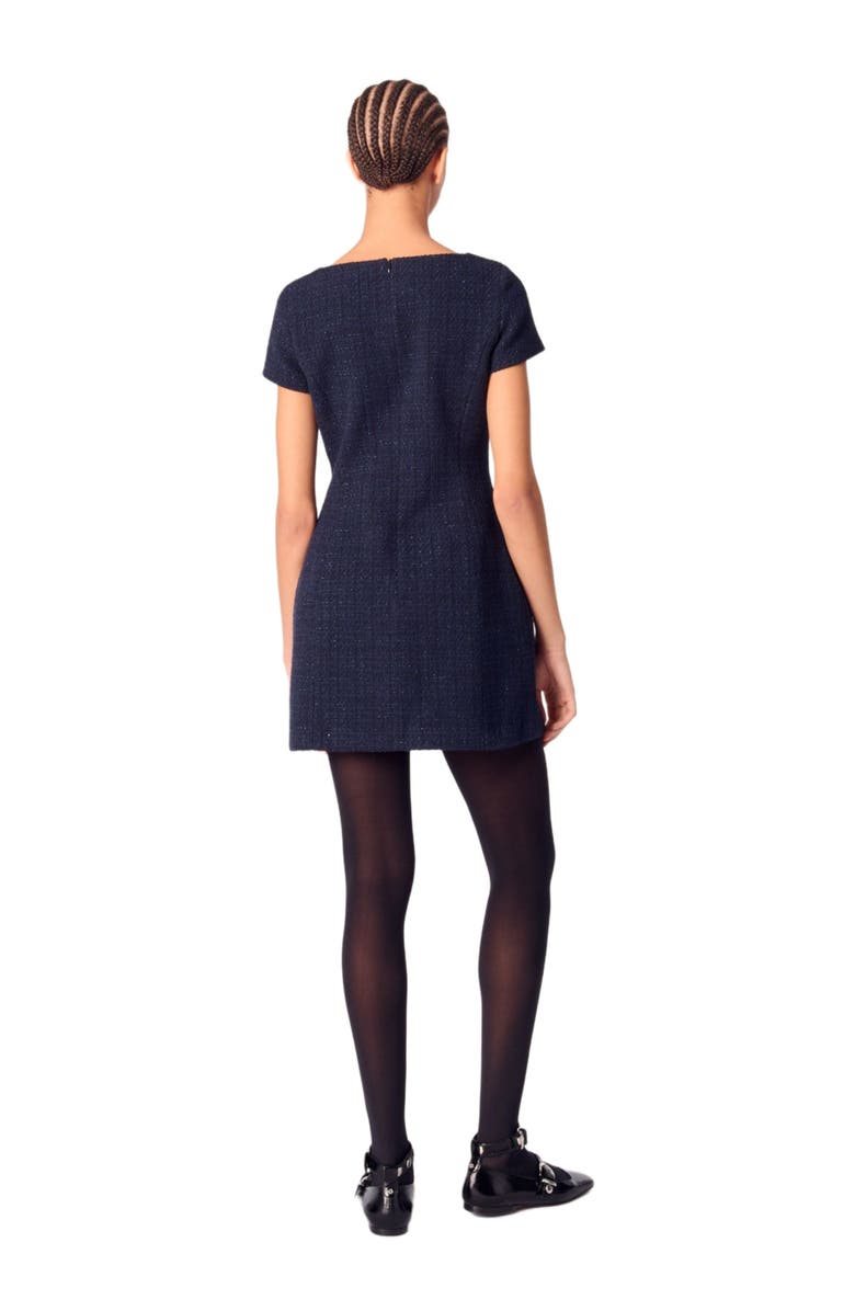 maje Mini tweed dress, Alternate, color, Navy