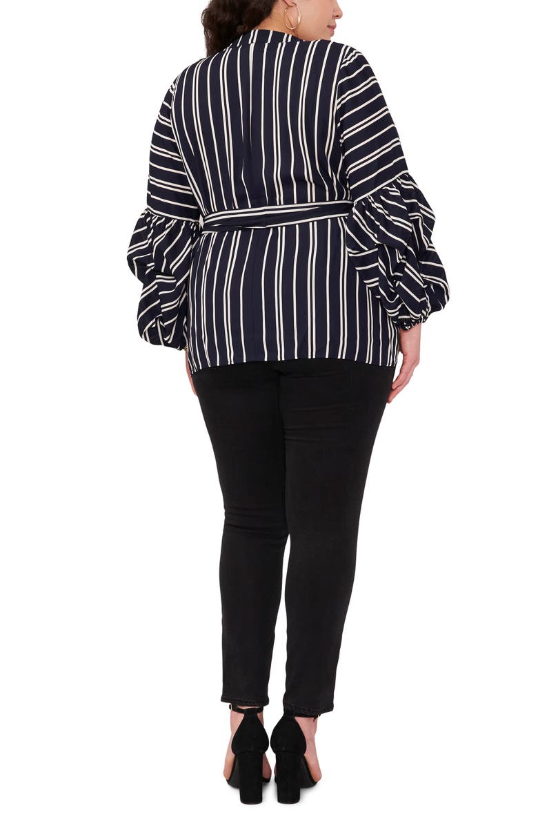 Vince Camuto Stripe Balloon Sleeve Button-Up Top, Alternate, color,