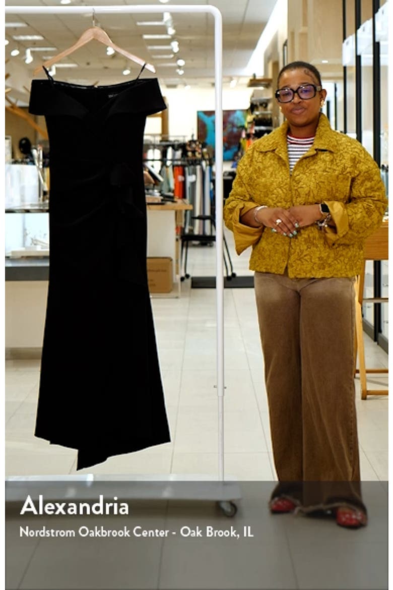 Off the Shoulder Ruffle Scuba Crepe Gown video