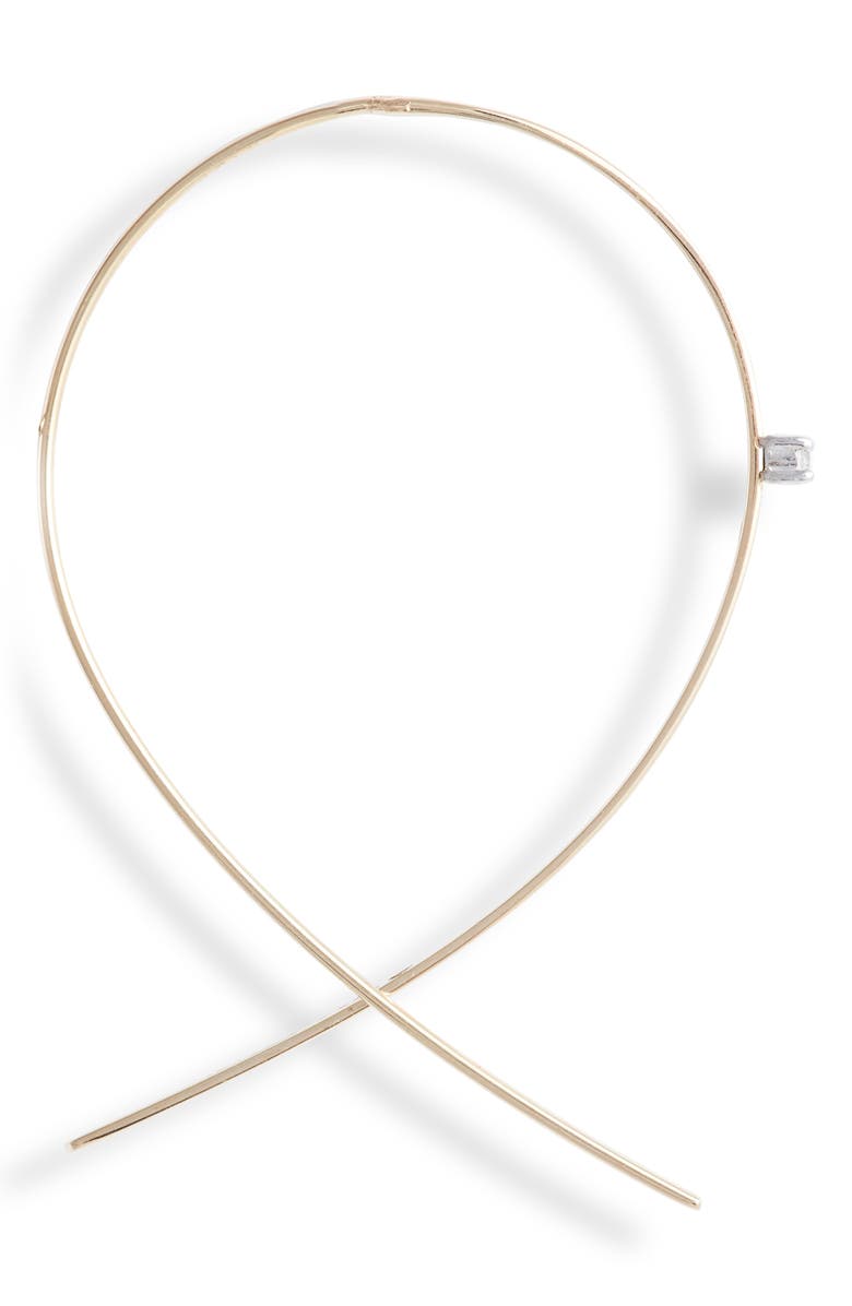 LANA 14K Gold Small Upside Down Diamond Hoop Earrings, Alternate, color, Yellow Gold