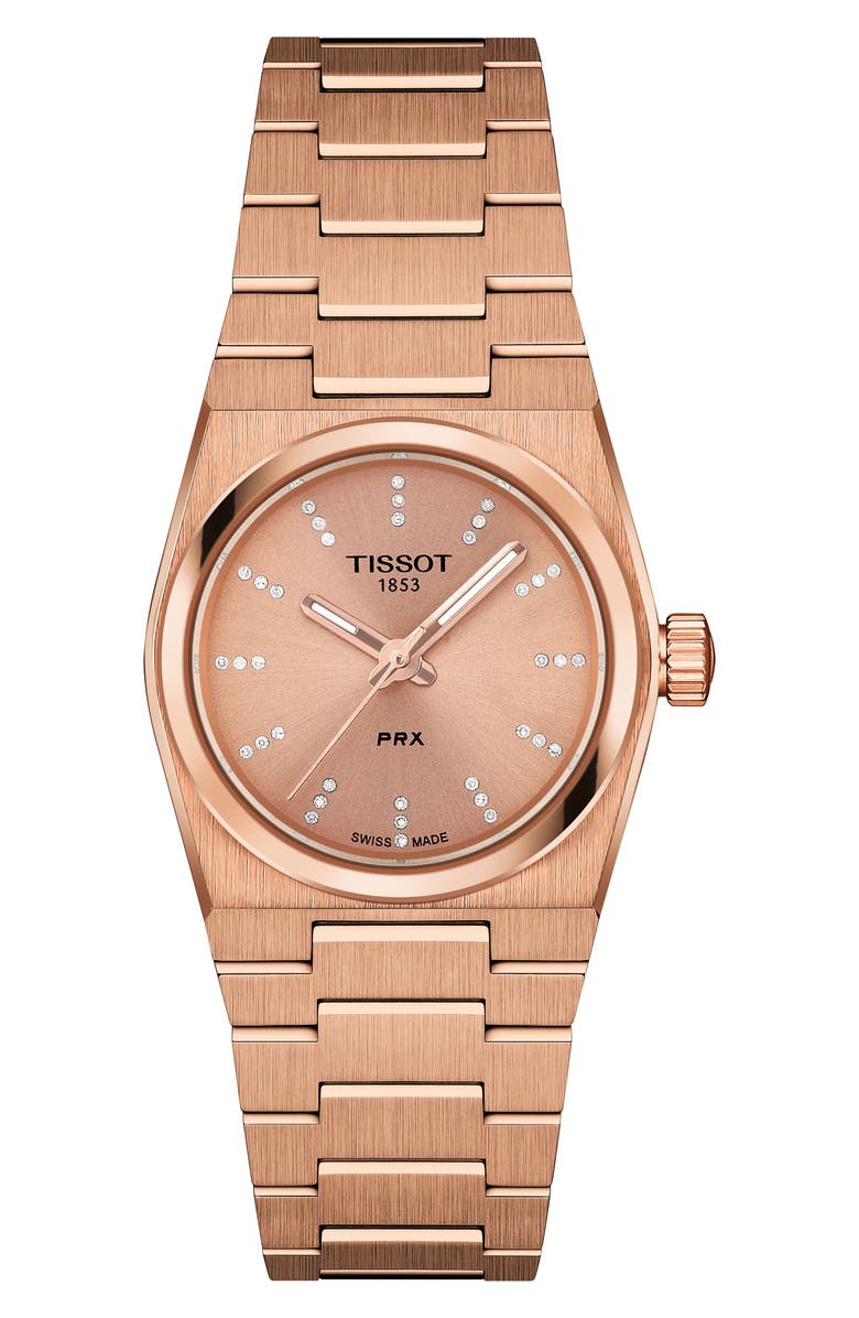 Tissot PRX Diamond Bracelet Watch, 25mm, Main, color, Pink