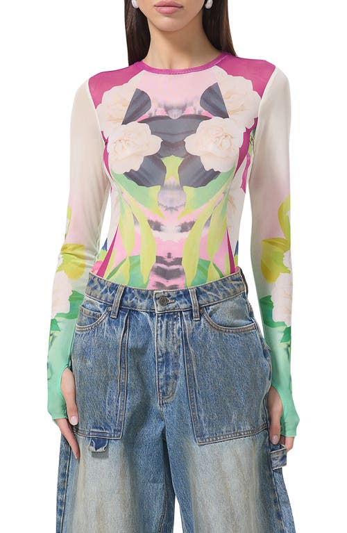 AFRM AFRM KAYLEE PRINT SHEER MESH TOP 