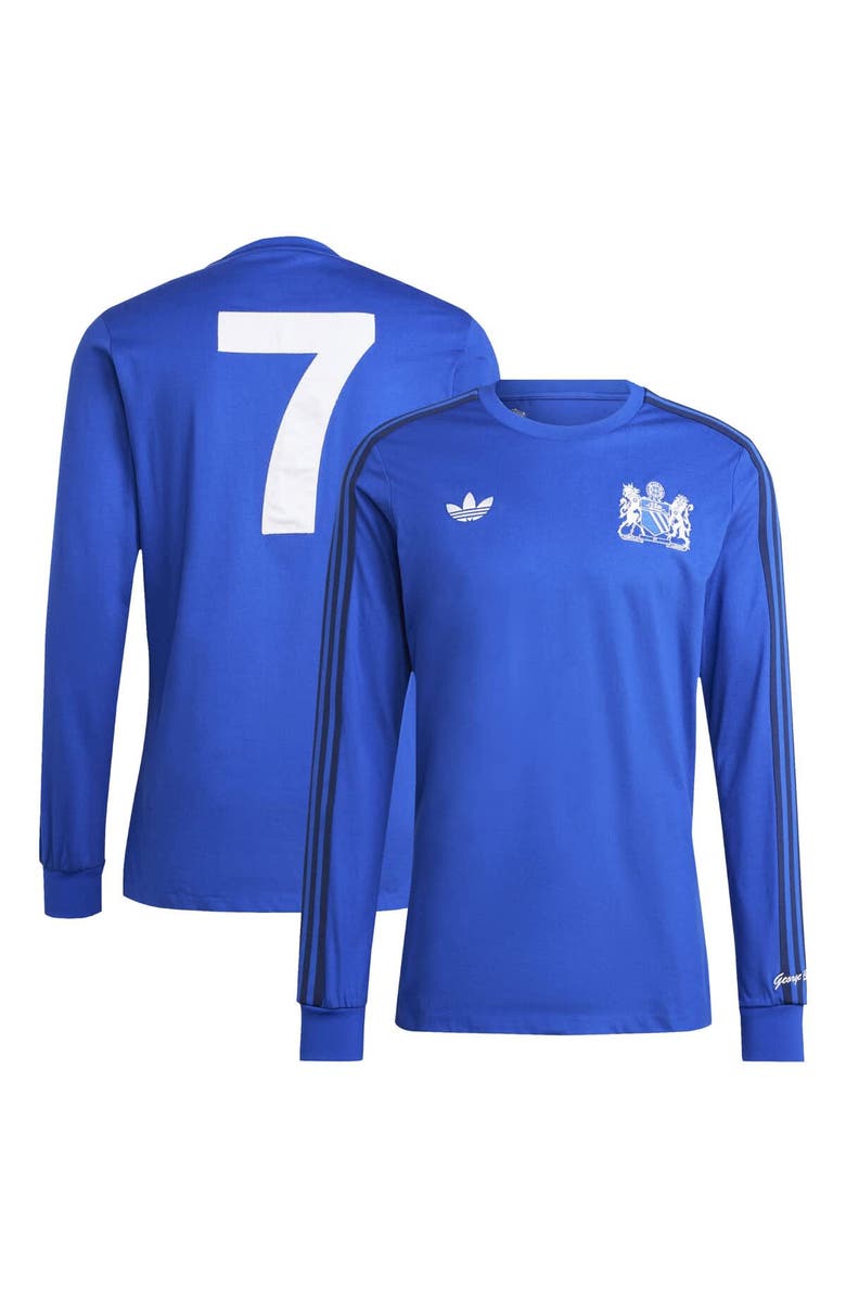 adidas Originals Men's adidas Originals Blue Manchester United x George Best Lifestyler Long Sleeve Jersey, Alternate, color, Blue