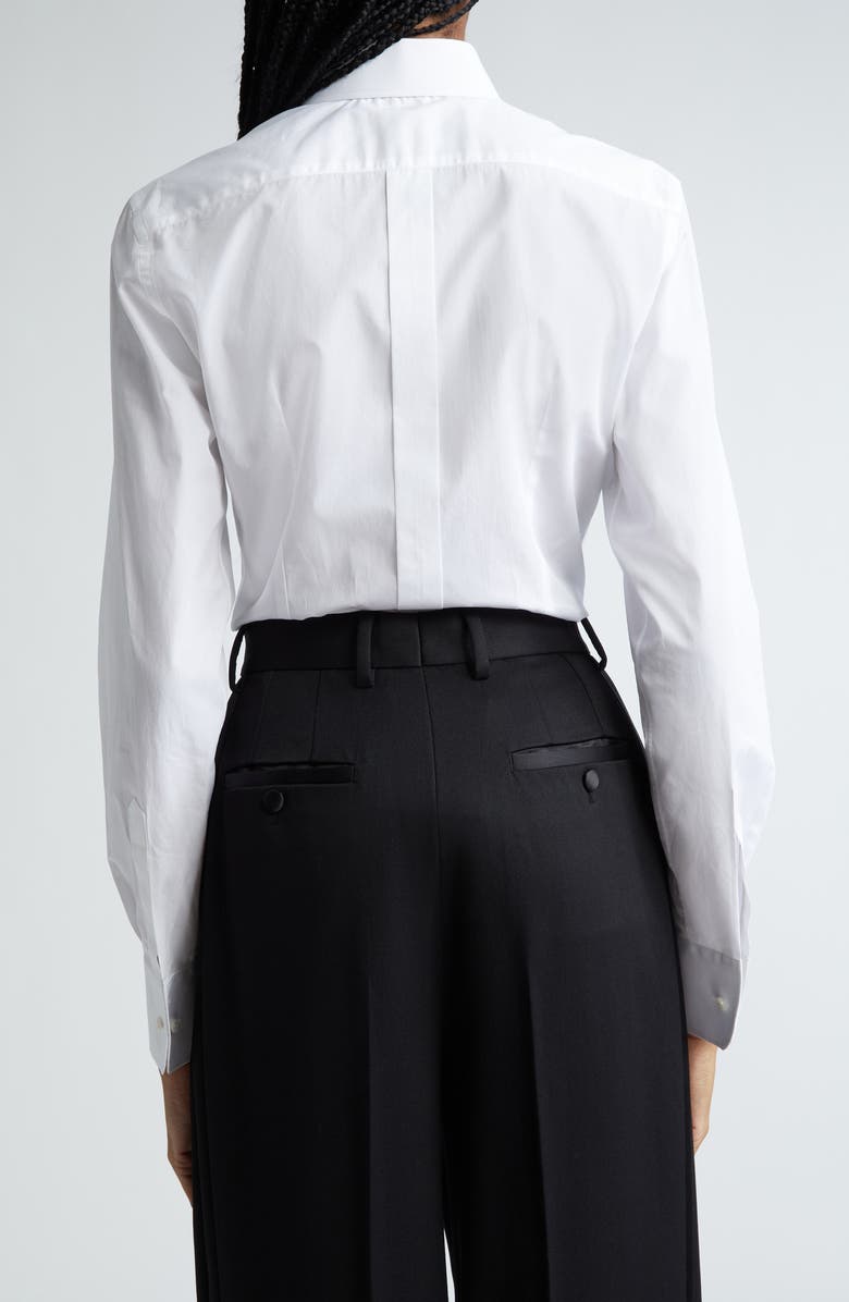Dolce&Gabbana Piqué Knit Bib Cotton Tuxedo Shirt, Alternate, color, W0800 Bianco Ottico