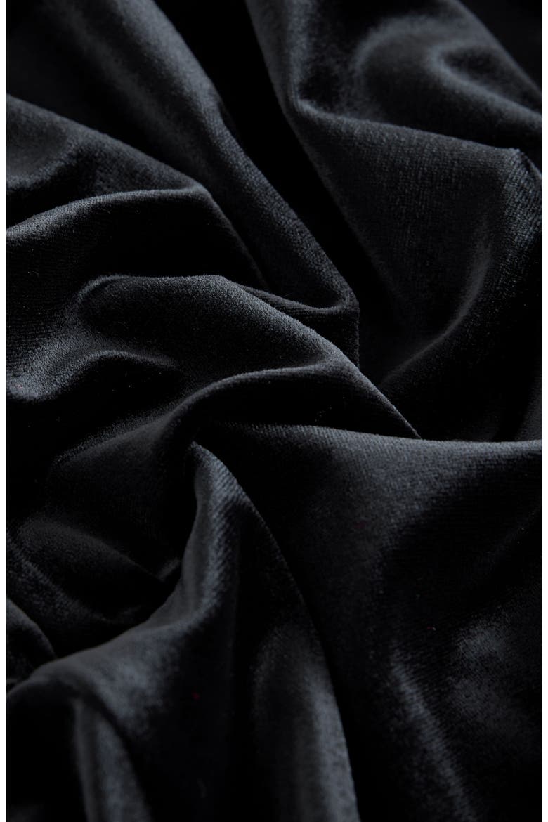 Diamante Long Sleeve Velvet Minidress, Alternate, color, BLACK