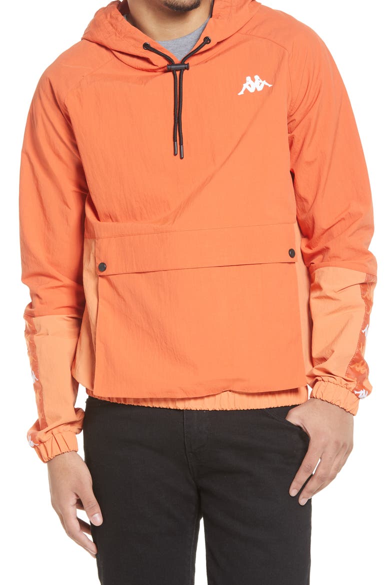 Kappa Men's 222 Banda Edonin Anorak, Main, color, ORANGE / ORANGE DUSTY / WHITE