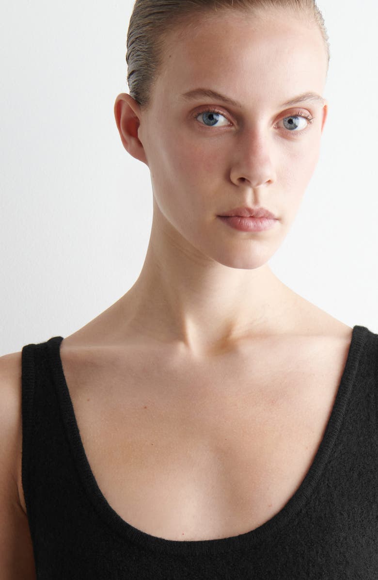 COS Boiled Merino Wool A-Line Dress, Alternate, color, Black Dark