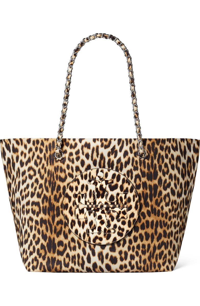 Tory Burch Ella Leopard Print Tote, Main, color,