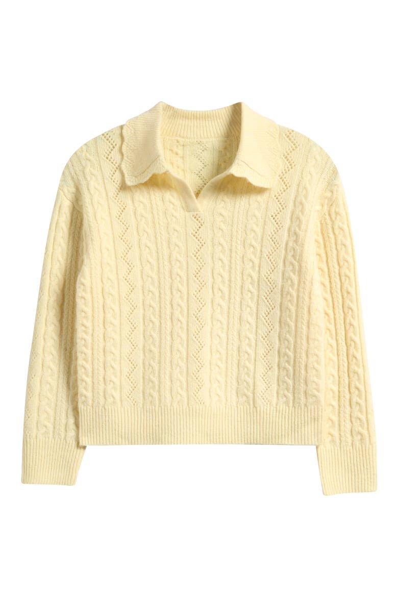 Kids' Cable Polo Sweater, Main, color, YELLOW