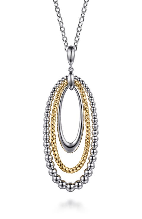 Sterling Silver & 14K Gold Open Pendant Necklace