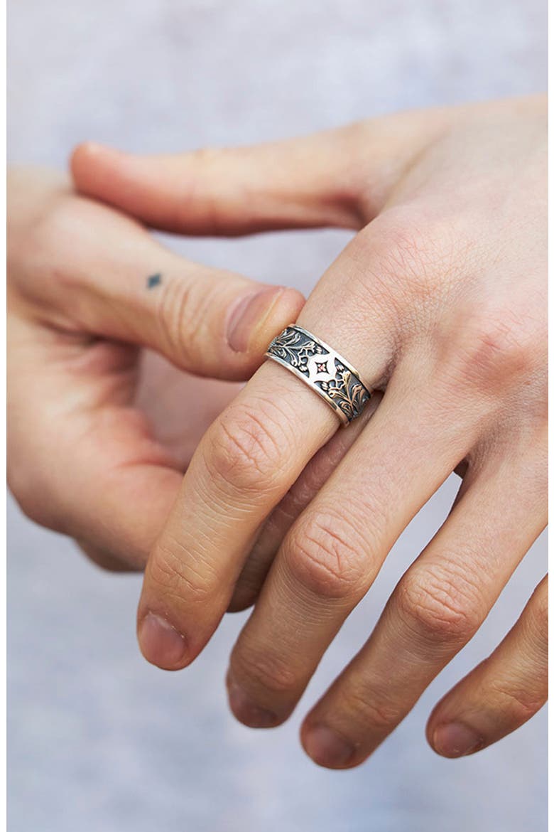 Kabuto Band Ring, Alternate, color, SILVER