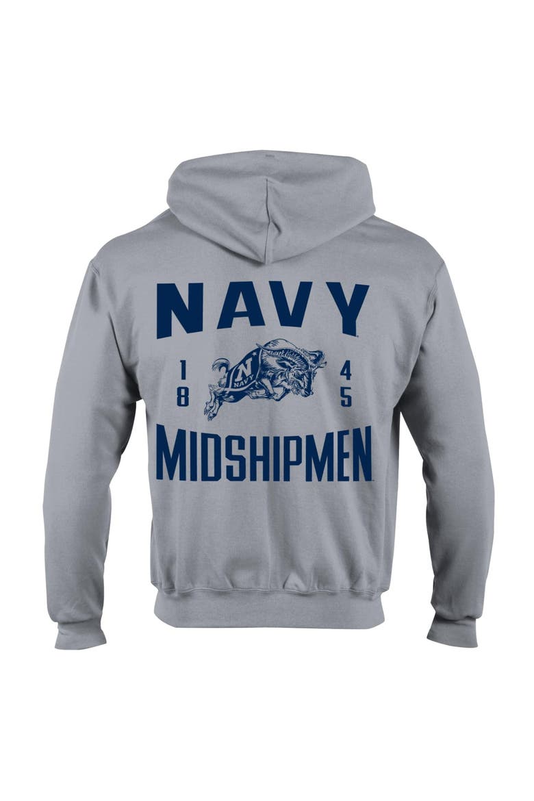 Men's Champion  Heather Gray Navy Midshipmen Varsity Powerblend Full-Zip Fleece Hoodie, Alternate, color, Heather Gray