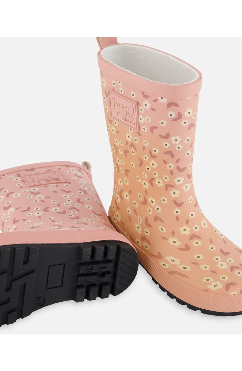 Deux par Deux Girl's Printed Rain Boots Small White Flowers On Pale Pink, Alternate, color,