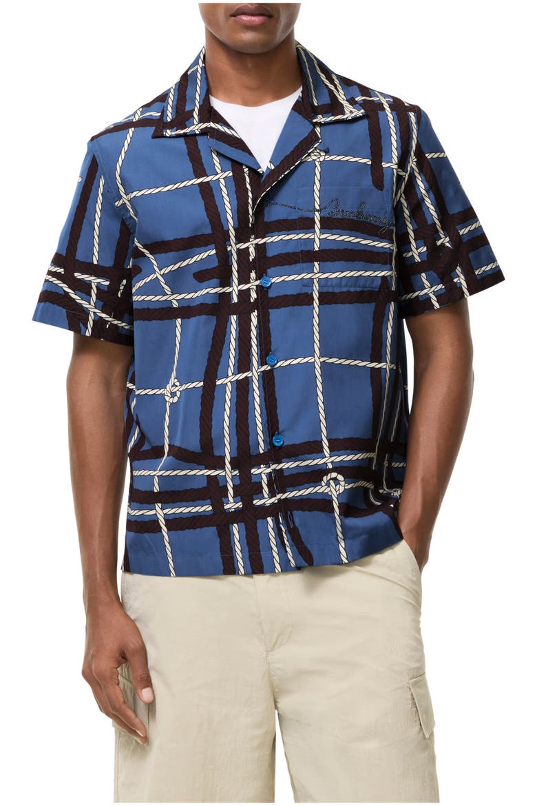 Relaxed Fit Knot Check Cotton Shirt, Main, color, Maritime blue