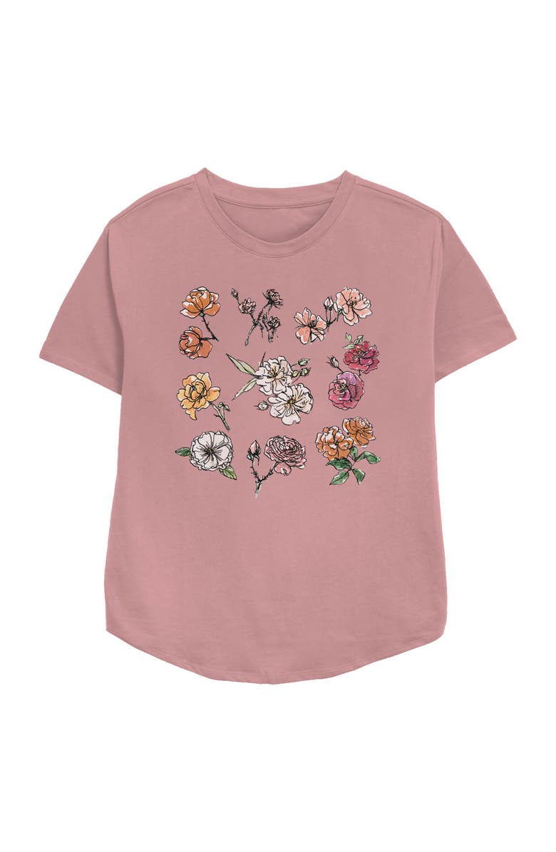 Lost Gods Women's Lost Gods Painted Flower Grid Graphic T-Shirt, Main, color, Mauve
