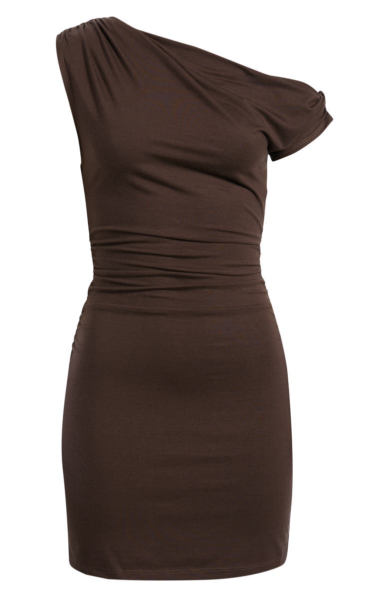 Reformation Belle One-Shoulder Knit Dress, Alternate, color, Mole