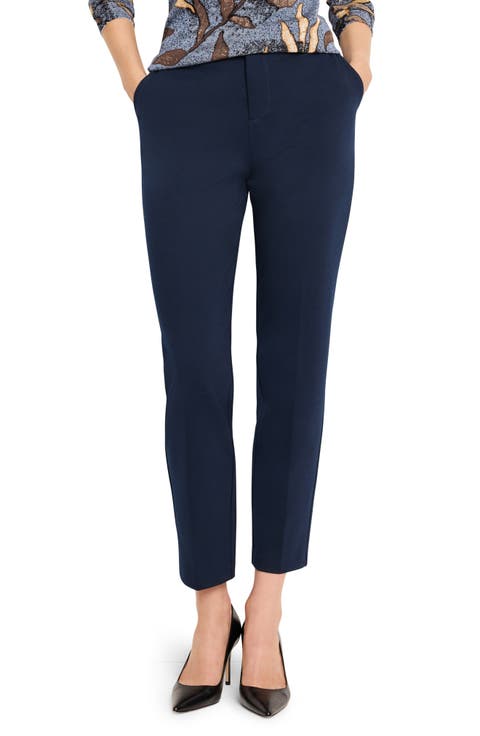 Ponte Knit Fly Front Pants (Regular & Petite)