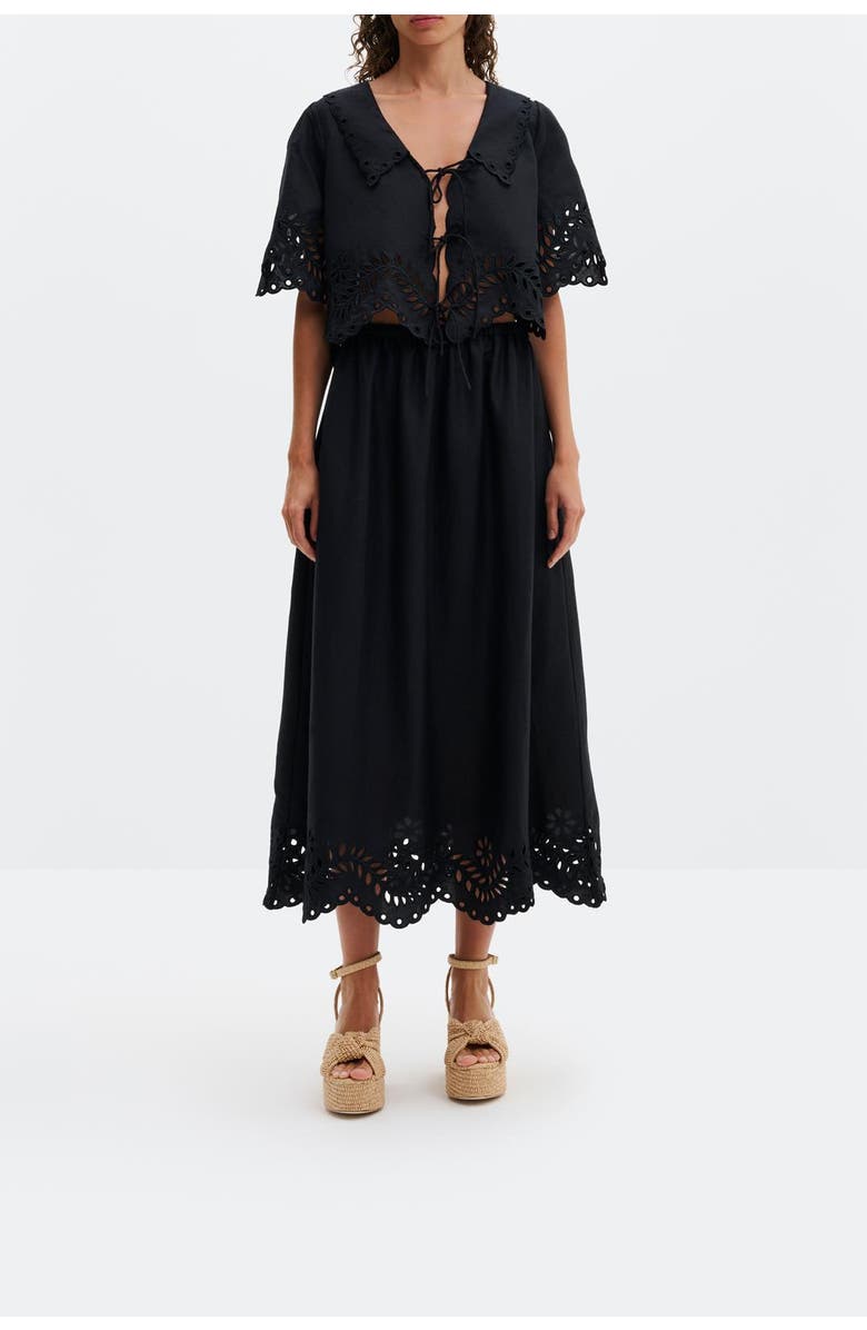 Malina Chara Broderie Anglais Maxi Skirt, Alternate, color, Black
