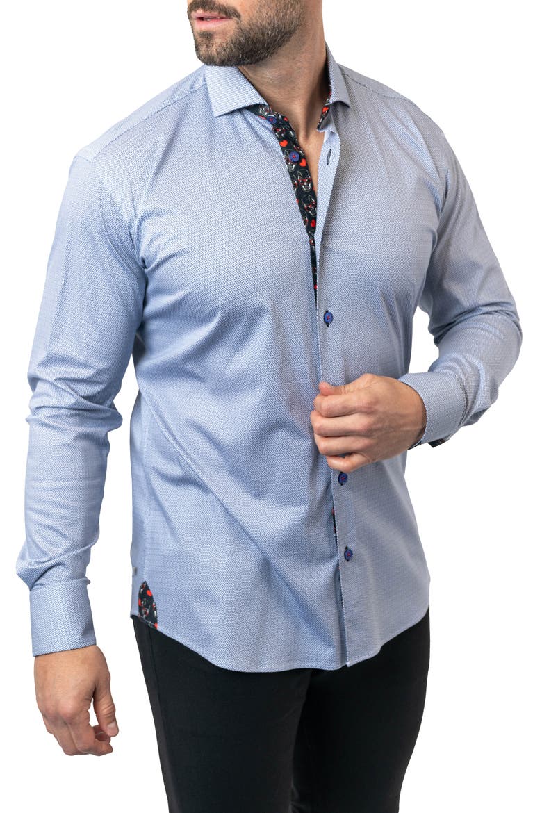 Einstein Stretchparallel 96 Blue Contemporary Fit Button-Up Shirt, Alternate, color, BLUE