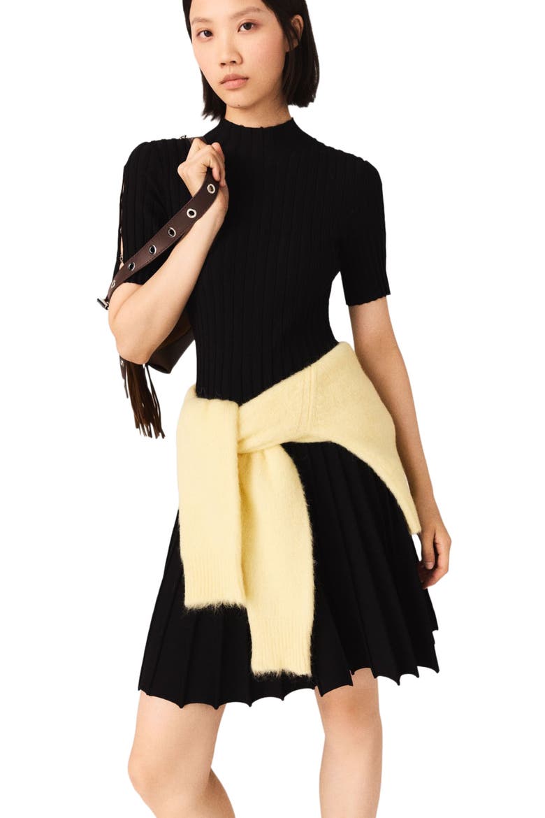 Mini knit dress, Alternate, color, Black