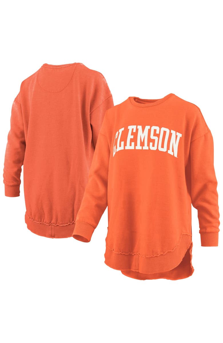 PRESSBOX Women's Pressbox Orange Clemson Tigers Melange Poncho Vintage Fleece Long Sleeve Pullover Sweatshirt, Alternate, color, Orange