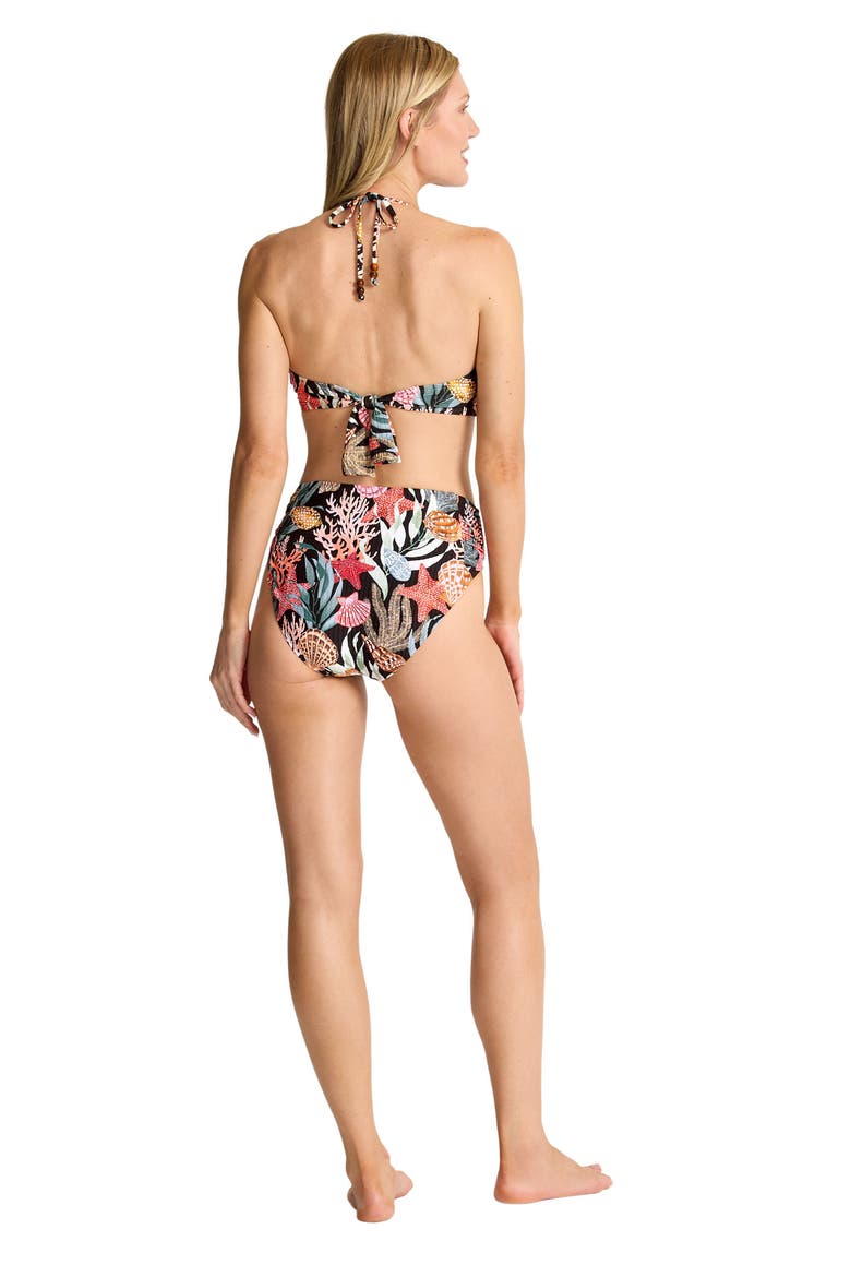 Shell Sands Shirred UPF 50+ Bikini Bottoms, Alternate, color, BLACK