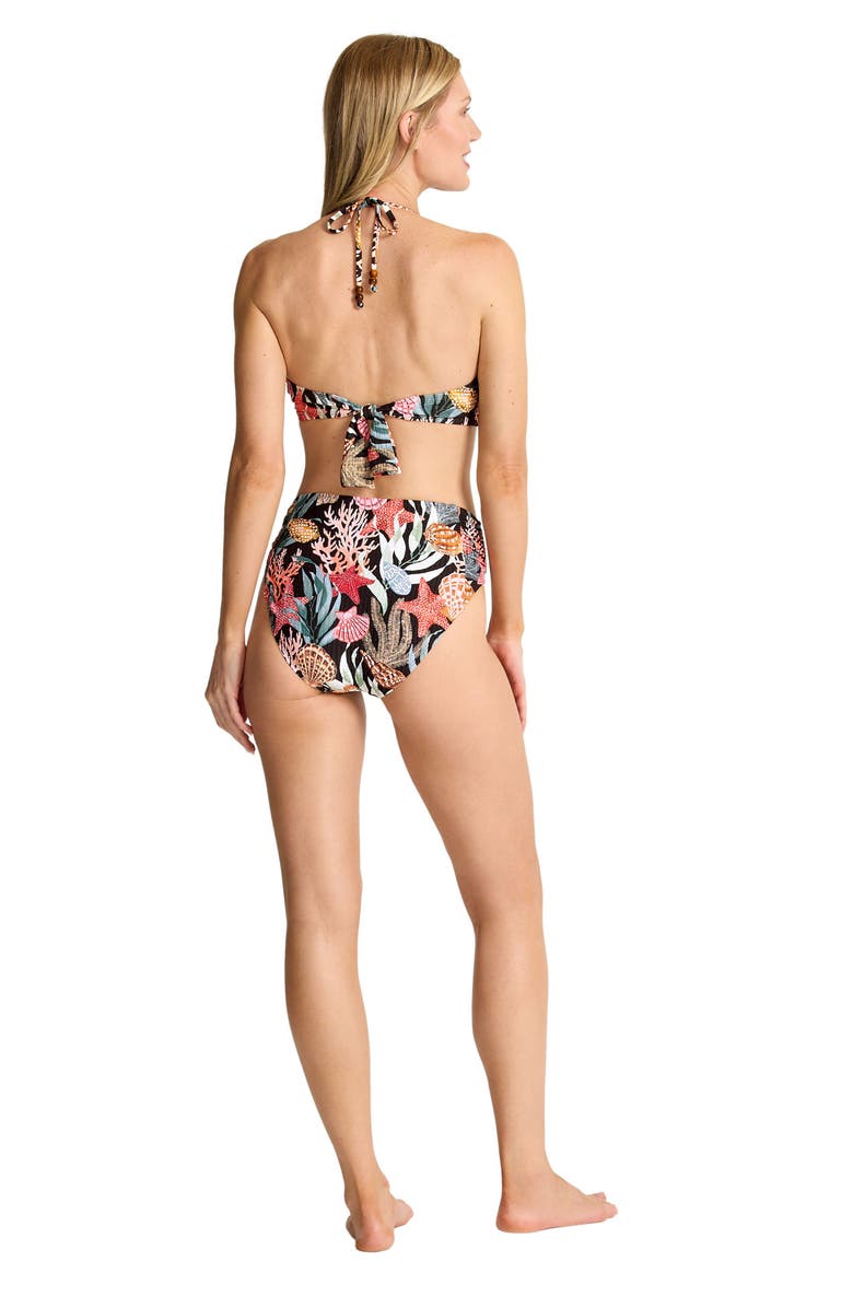 Tommy Bahama Shell Sands Shirred UPF 50+ Bikini Bottoms, Alternate, color, Black