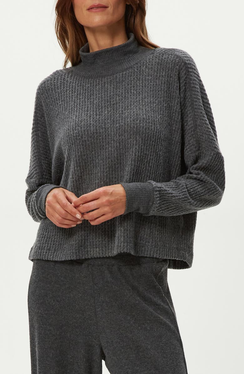 Michael Stars Wynn Waffle Stitch Mock Neck Knit Top, Main, color, Charcoal