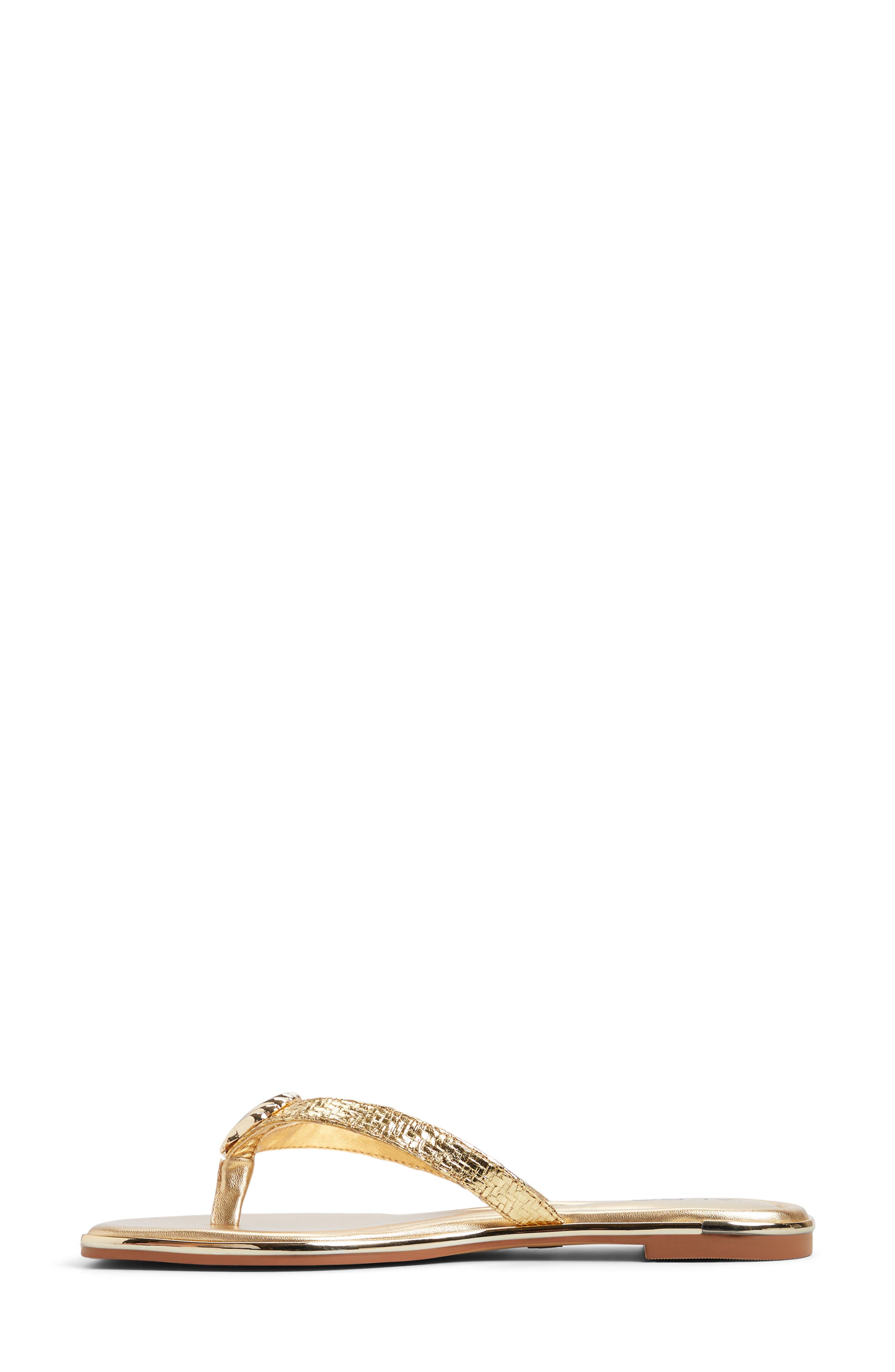 ALDO Conchiglia Flip Flop, Alternate, color, Gold