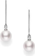 Mikimoto Akoya Pearl & Diamond Linear Earrings