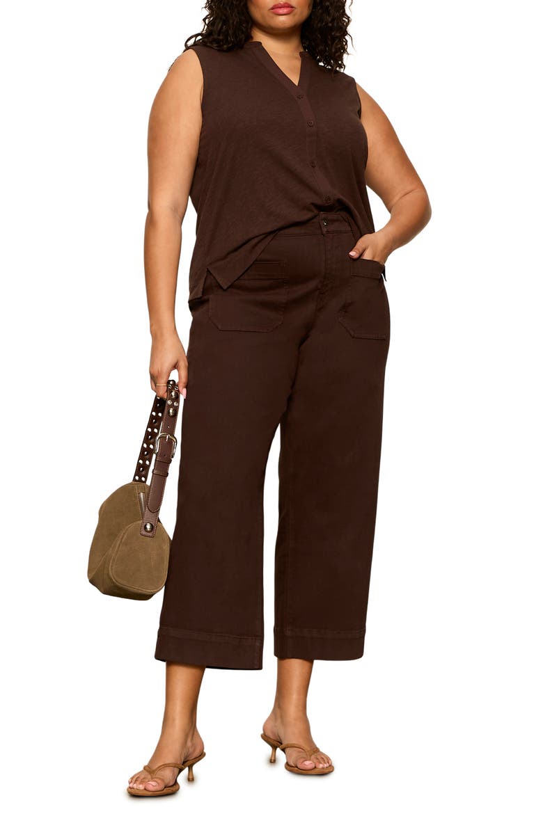 Front Button Sleeveless Top, Alternate, color, RICH SOIL BROWN